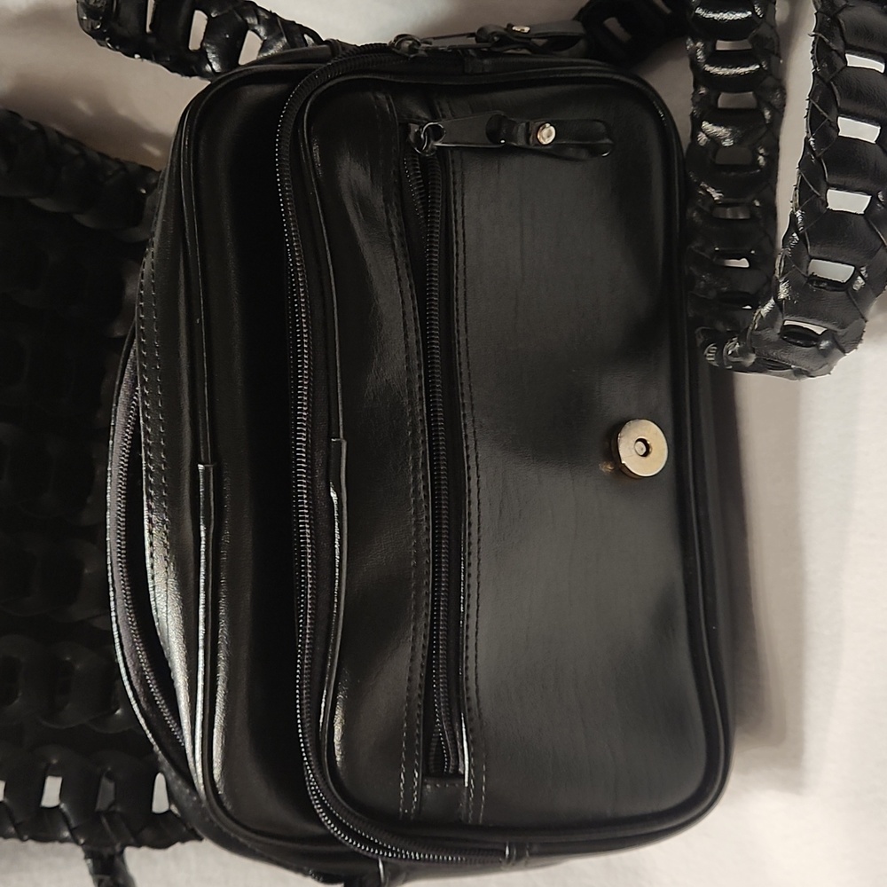 Elegant Black Woven SHOULDER Or CROSSBODY Bag - Picture 6 of 12